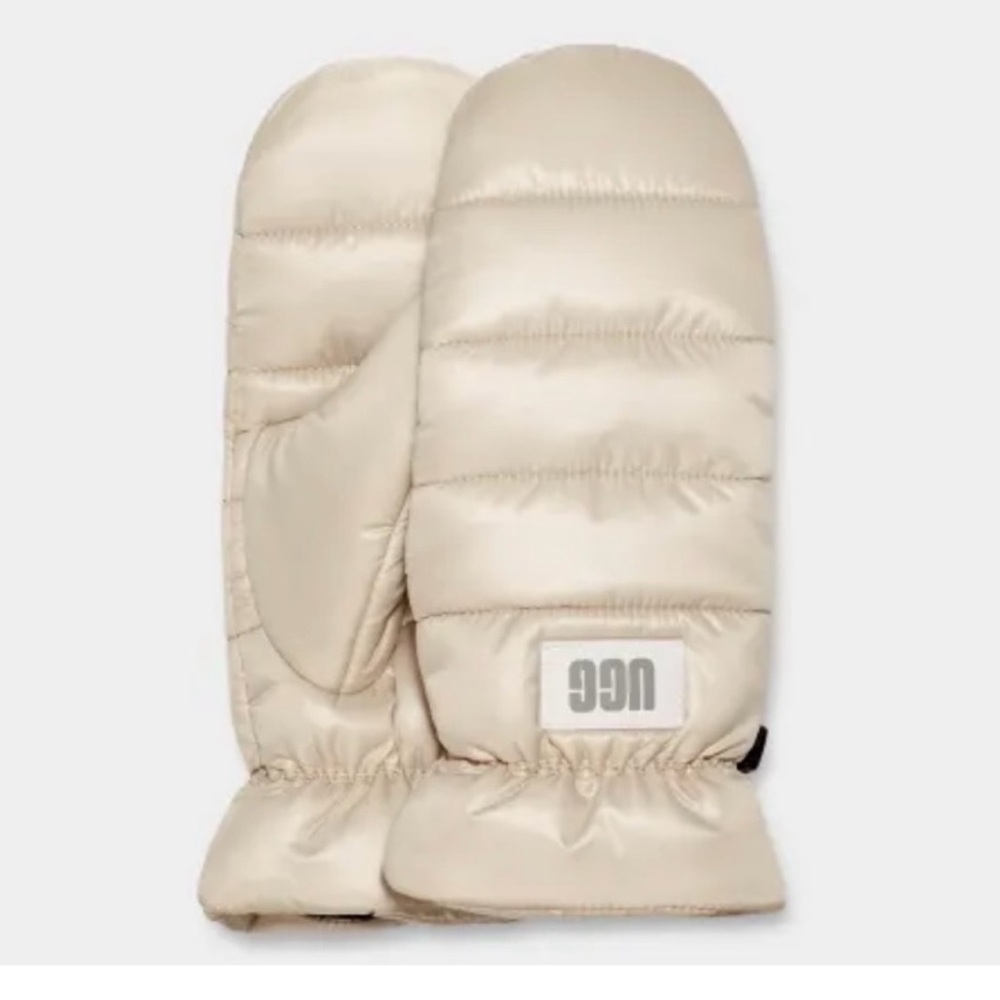 NWT UGG Puff Yeah All Weather Microfur Lined Mitten Gloves Sold Out! Ivory S/M